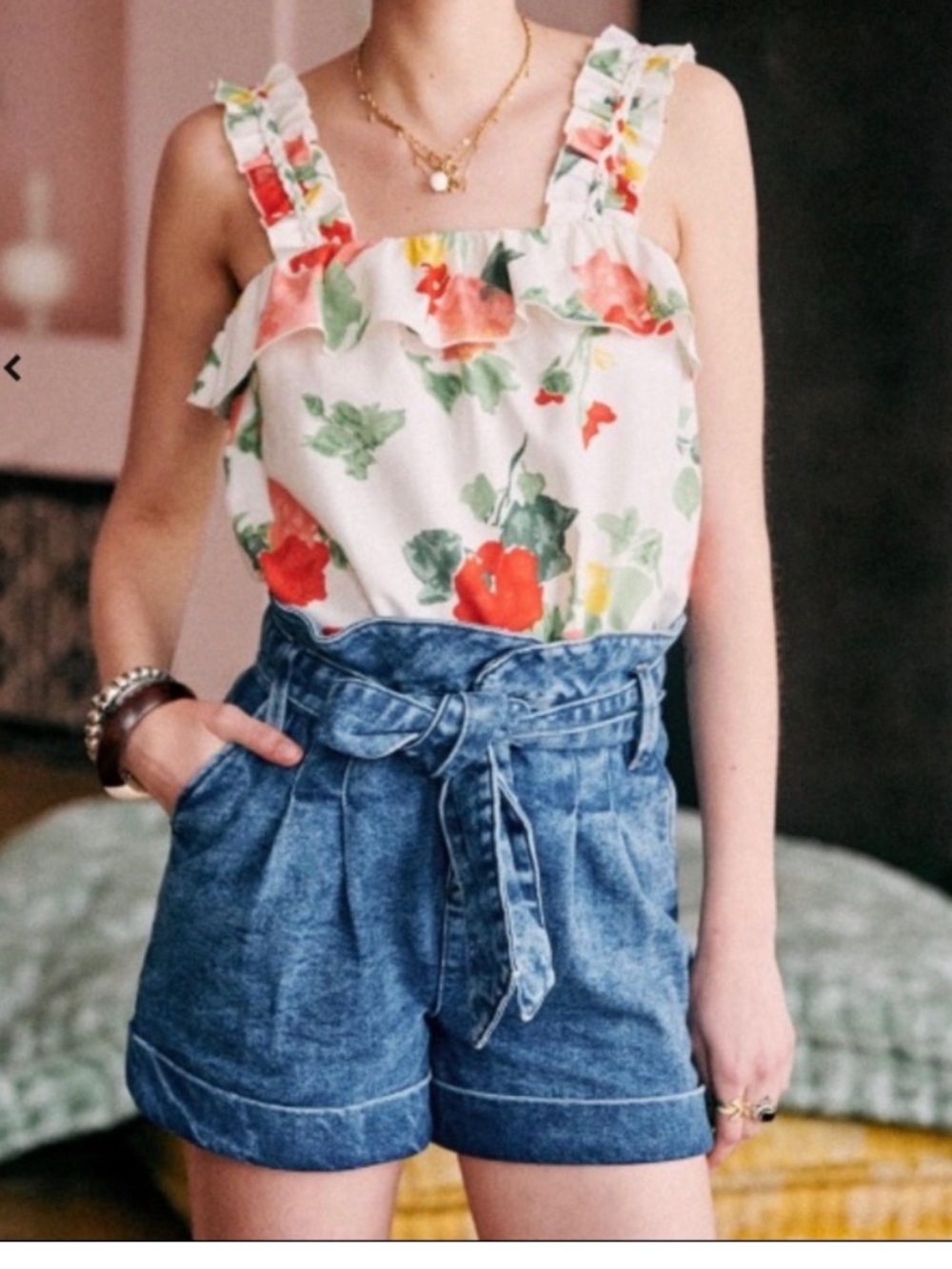 Sézane Alvino Denim Shorts with tie Belt  Size 8/40
